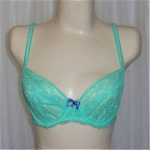Victoria's Secret Aqua Lace Demi Bra 2 way 34C